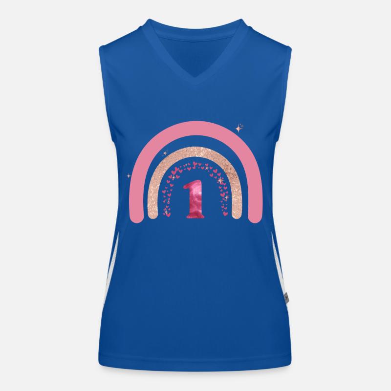 1. Geburtstag Regenbogenrose Funktionelles Kontrast-Tank Top für Frauen