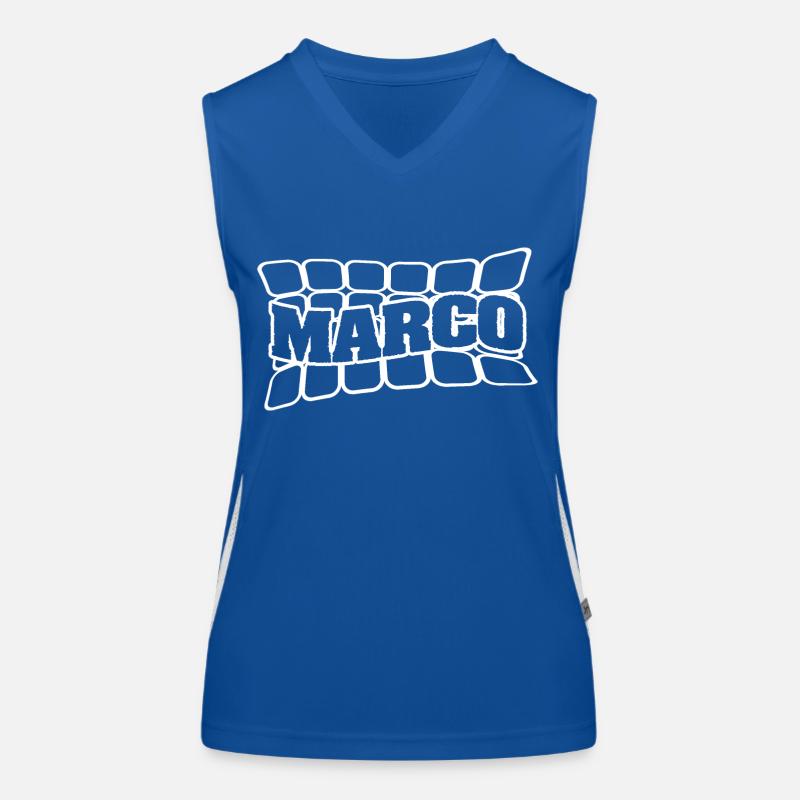 Marco als Name Funktionelles Kontrast-Tank Top für Frauen