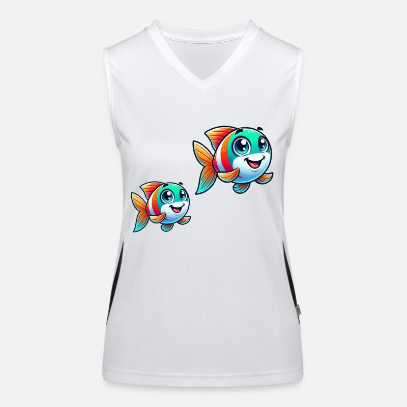 Fische Comic Funktionelles Kontrast-Tank Top für Frauen