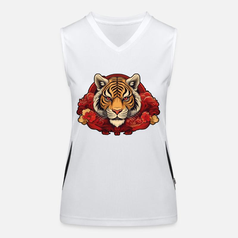 Tiger with Background Funktionelles Kontrast-Tank Top für Frauen