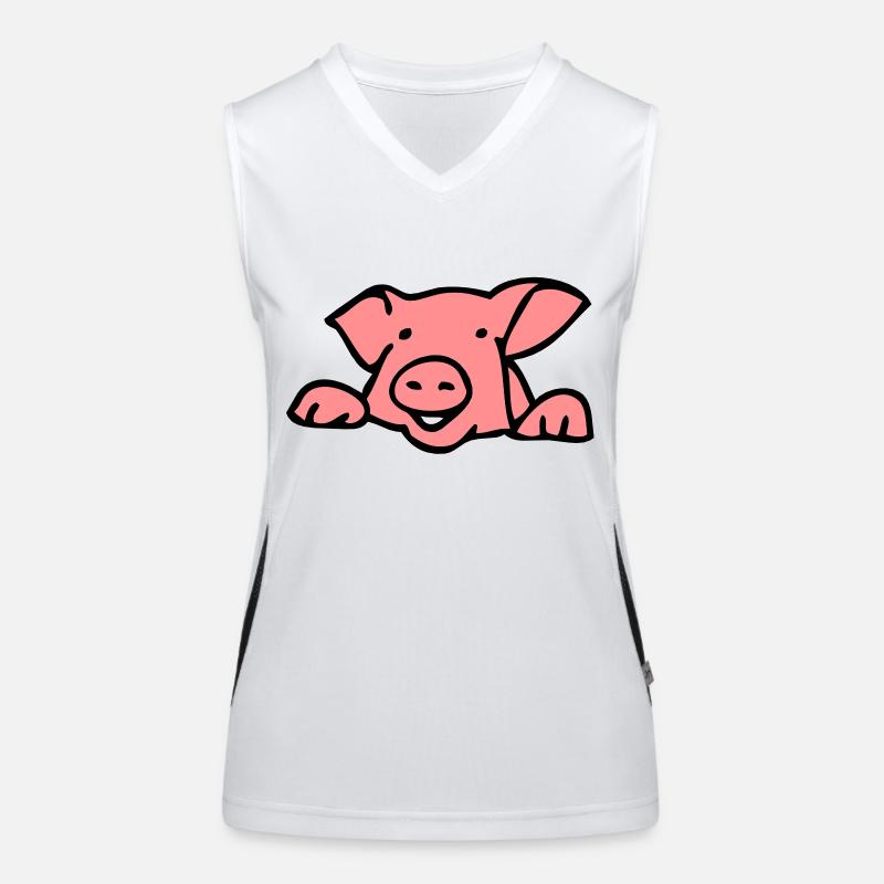 Schwein Schweinekopf 28053 Funktionelles Kontrast-Tank Top für Frauen