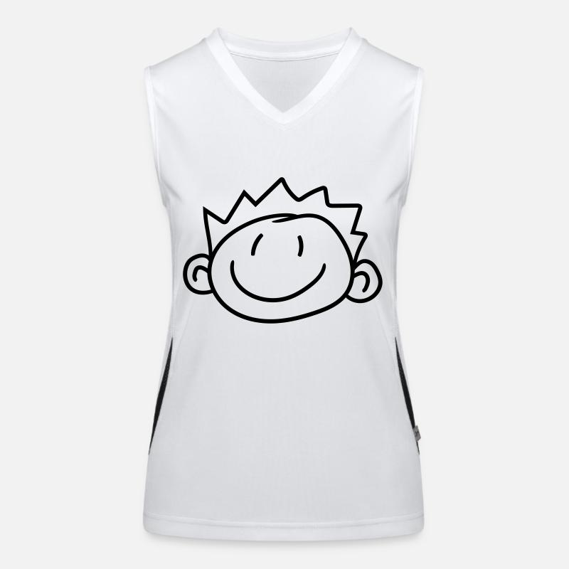 kopf gesicht kind gemalt kritzel comic cartoon jun Funktionelles Kontrast-Tank Top für Frauen