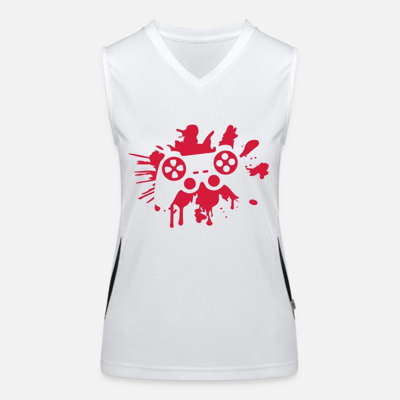 controller blood spatter drip graffiti klex Women's Functional Contrast Tank Top