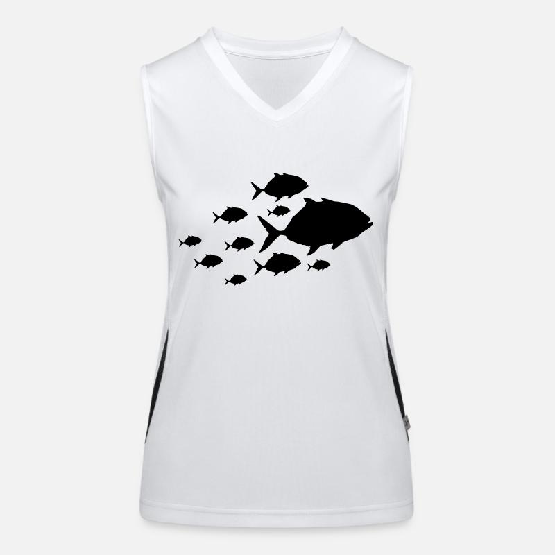 fisch piranha silhouette Funktionelles Kontrast-Tank Top für Frauen