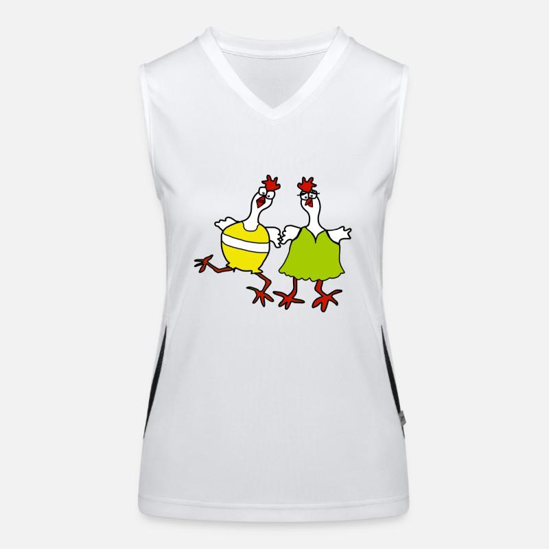 Zwei lustige Hühner Funktionelles Kontrast-Tank Top für Frauen
