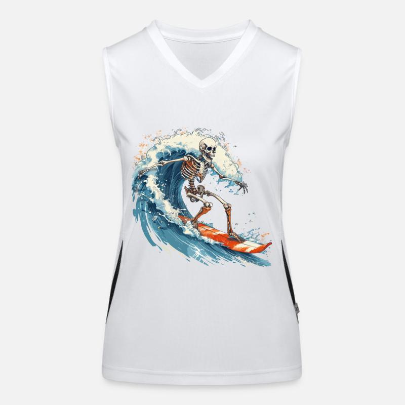 Skeleton Surfing Surfboard Vacation Beach Women's Functional Contrast Tank Top