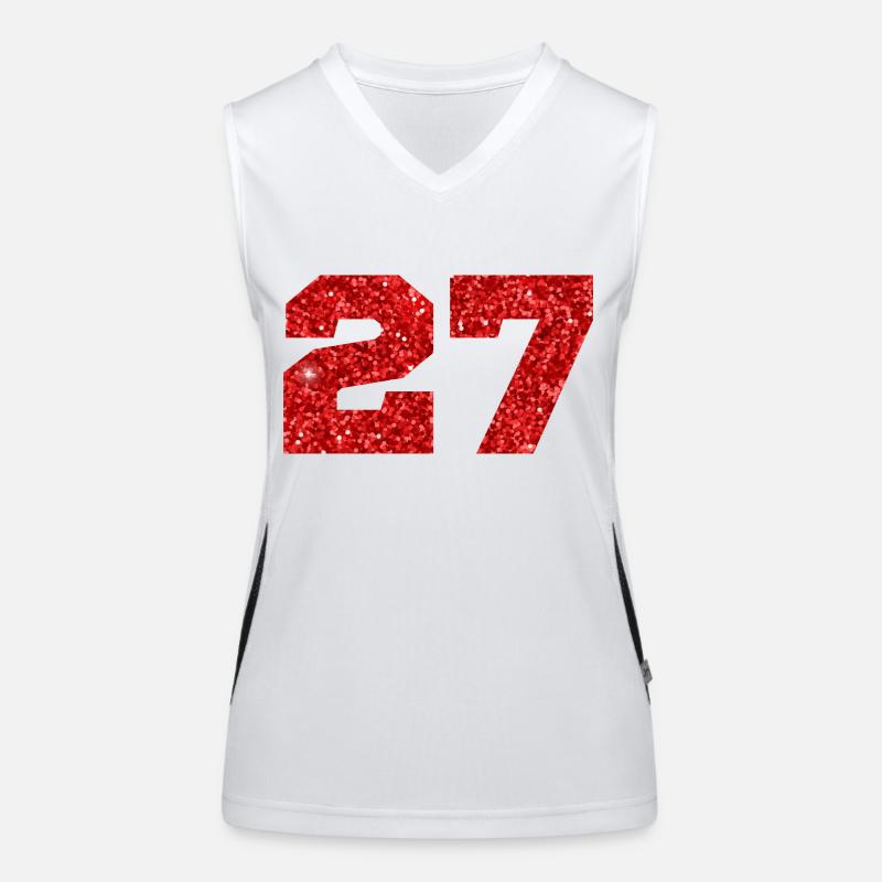 Nummer 27 Roter Glitzer - 27-jähriges Jubiläum Funktionelles Kontrast-Tank Top für Frauen
