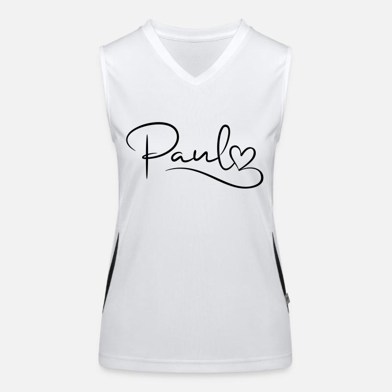 Paul Name Vorname Herzdekor Funktionelles Kontrast-Tank Top für Frauen