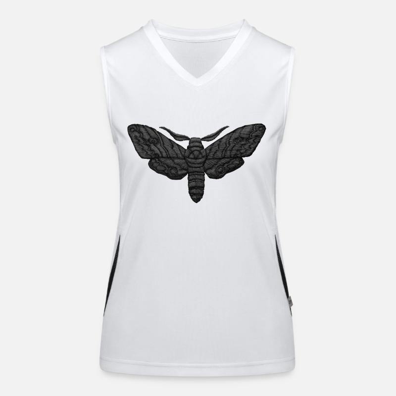 Black Moth – Mystical Embroidered Pattern Women's Functional Contrast Tank Top