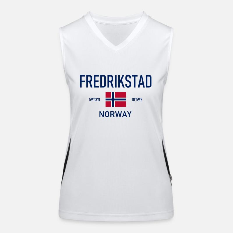 Fredrikstad - Norway - Coordinates - Flag Women's Functional Contrast Tank Top