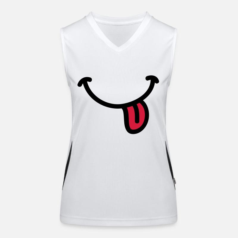 Smiley grin tongue Women's Functional Contrast Tank Top