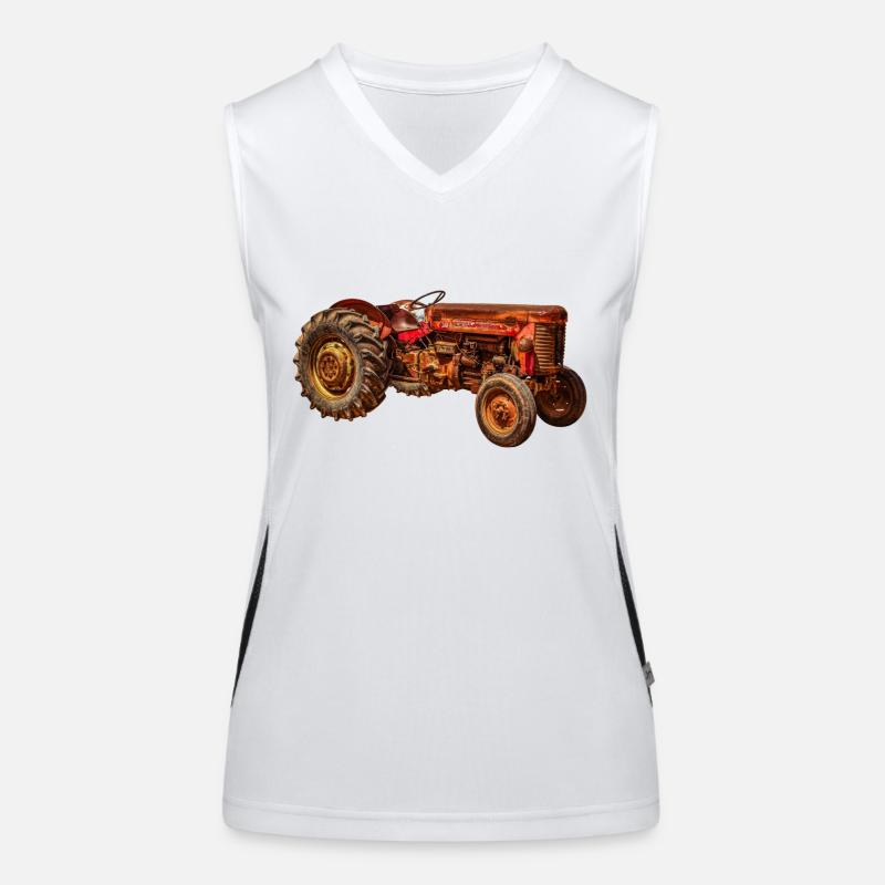 roter Traktor Oldtimer Funktionelles Kontrast-Tank Top für Frauen