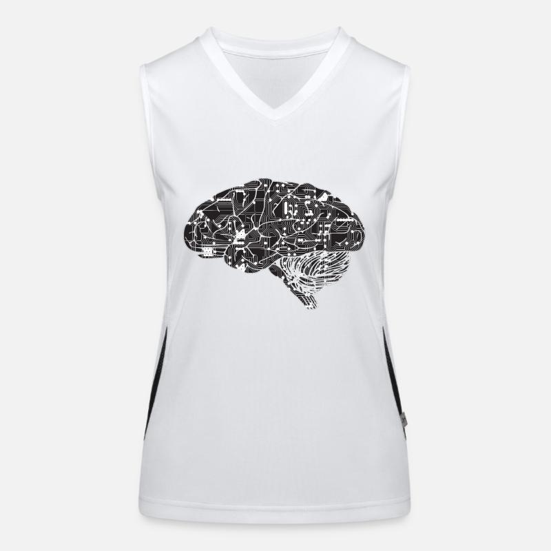 Brain circuit logo design Women's Functional Contrast Tank Top