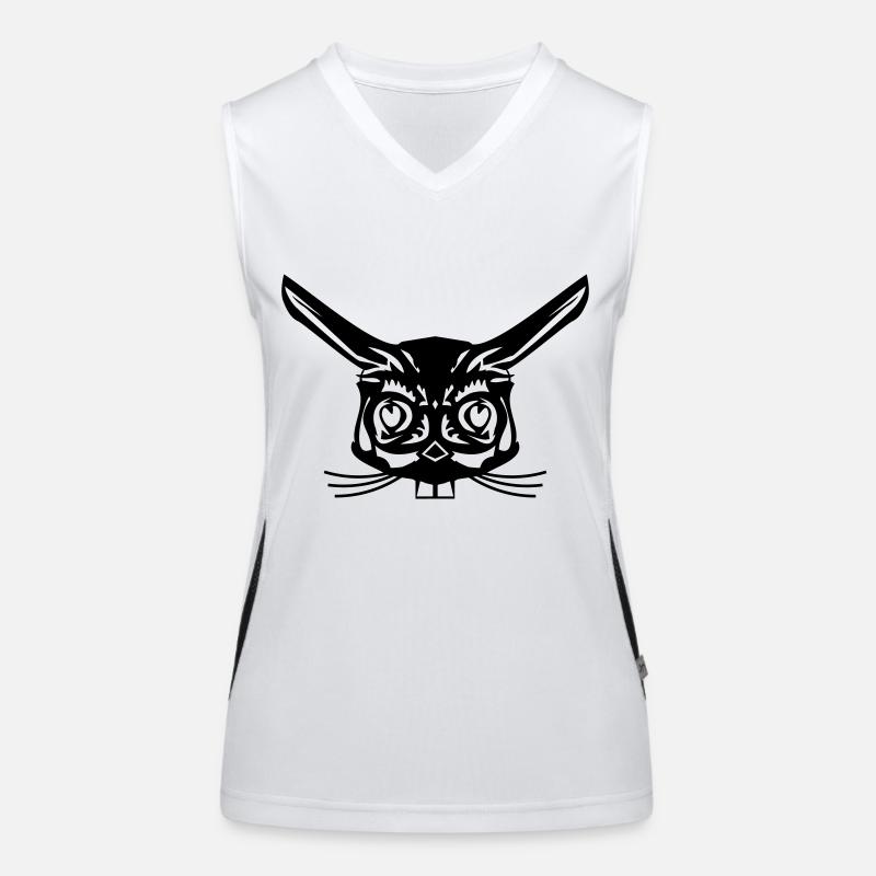 rabbit abstrakt face Funktionelles Kontrast-Tank Top für Frauen