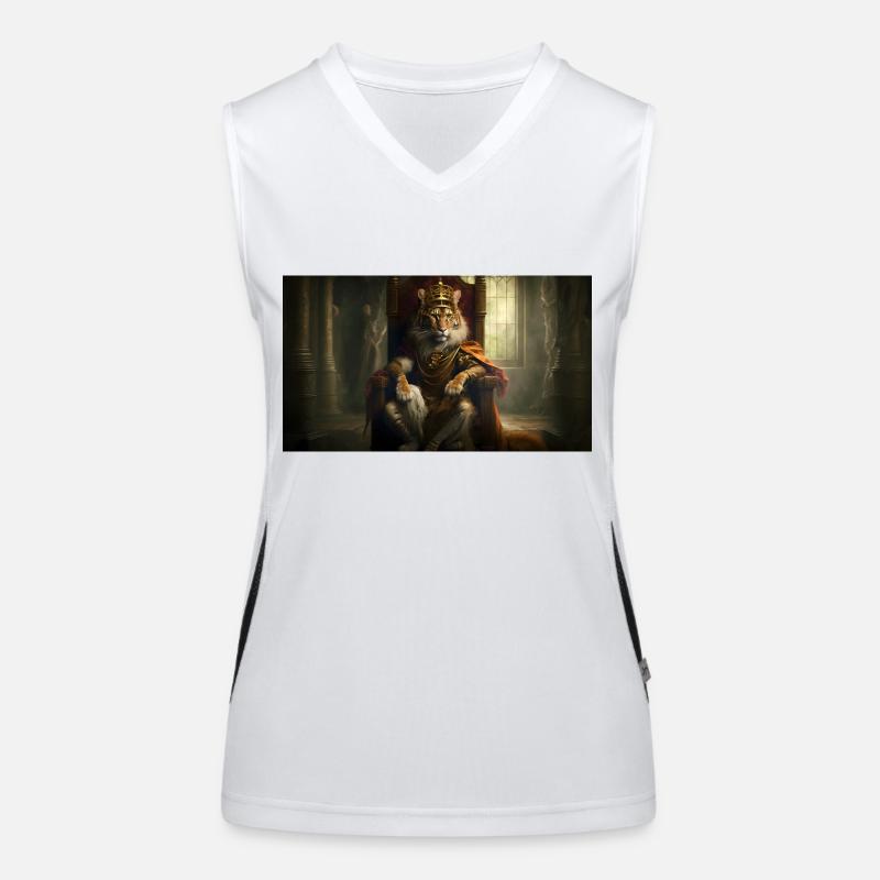 Tiger sitzt auf einem Thron, Generative KI Funktionelles Kontrast-Tank Top für Frauen