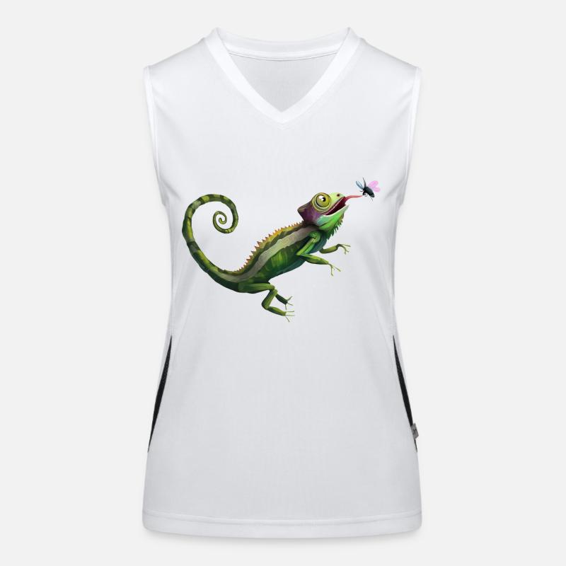 Le caméléon mange de la mouche Débardeur respirant contrasté Femme