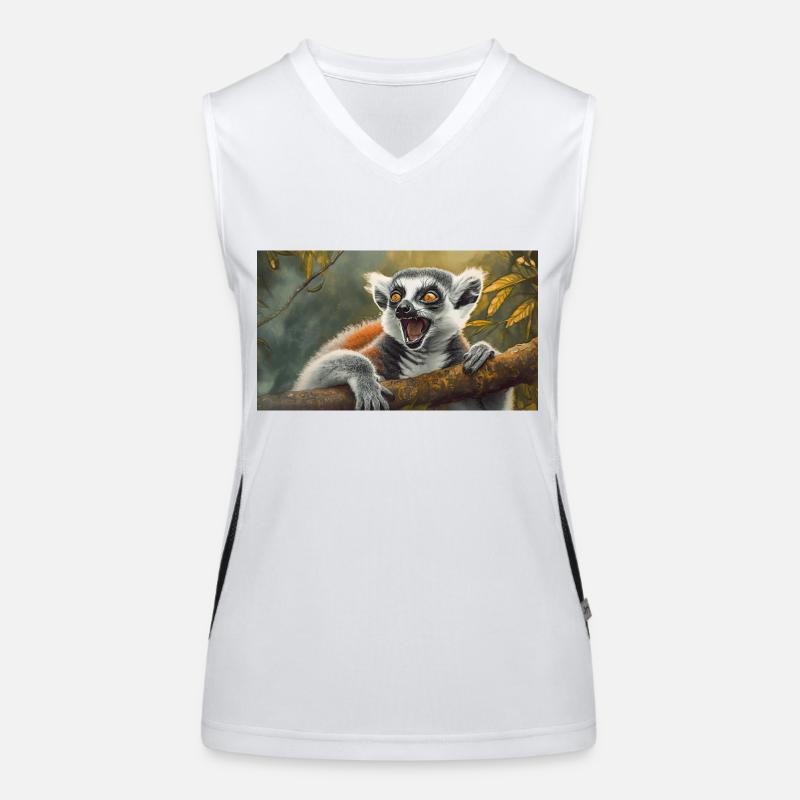 Cute animals chilling – ring-tailed lemur Women's Functional Contrast Tank Top