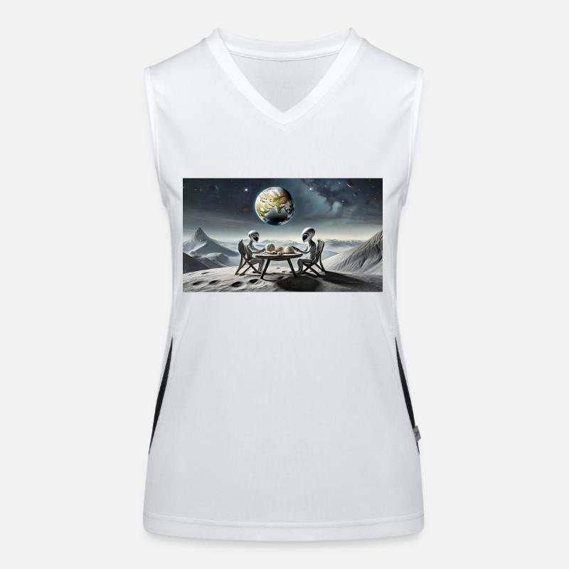 extraterrestre gris à la surface de la lune – dîner Débardeur respirant contrasté Femme