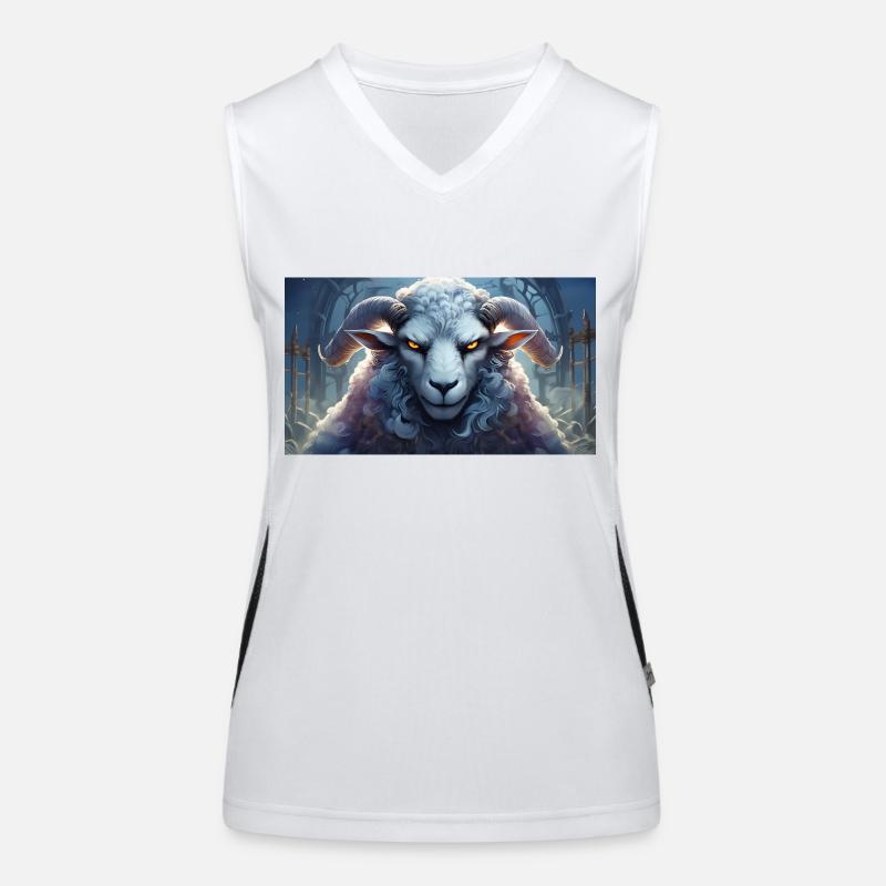 Cute grumpy grouchy animals - sheep Women's Functional Contrast Tank Top