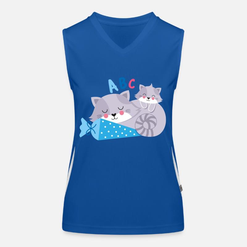 Kätzchen mit Schultüte Einschulung Funktionelles Kontrast-Tank Top für Frauen