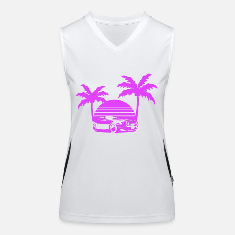 Miami USA Cool Oldtimer Auto Sonne Amerika Florida Funktionelles Kontrast-Tank Top für Frauen