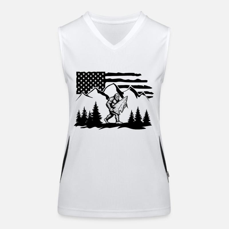 Bigfoot Arrowhead Flint Drapeau américain Débardeur respirant contrasté Femme
