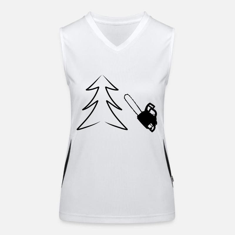 motor saw with tree icon Women's Functional Contrast Tank Top