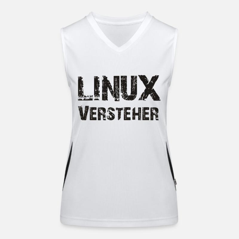 linux understanders - Women's Functional Contrast Tank Top - white/black
