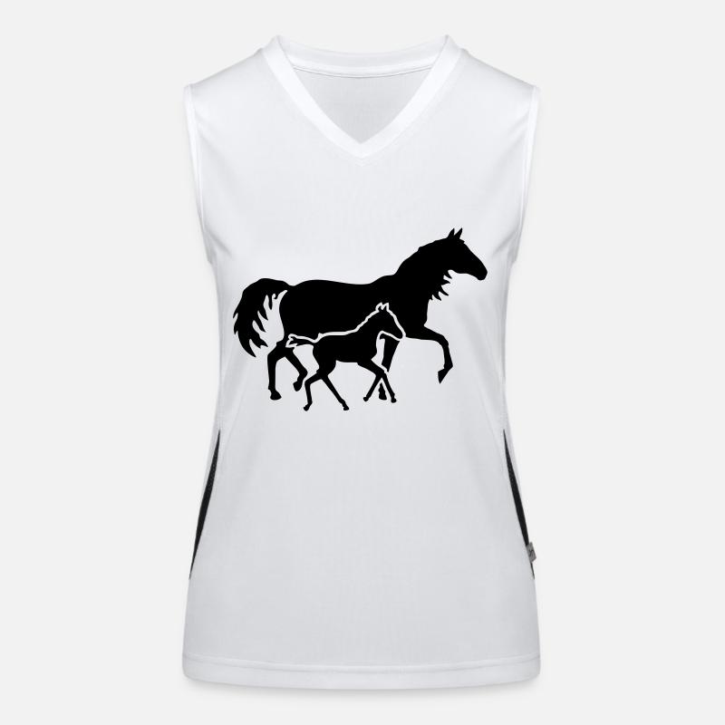 Fohlen mit Stute Funktionelles Kontrast-Tank Top für Frauen