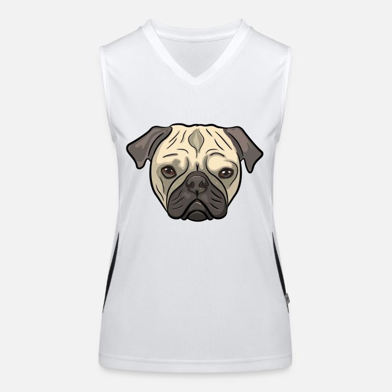 Pug Dog - Women's Functional Contrast Tank Top - white/black