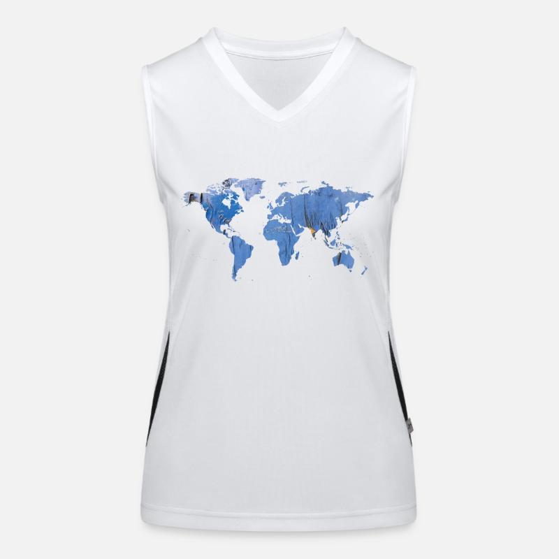 map of the world world map Women's Functional Contrast Tank Top