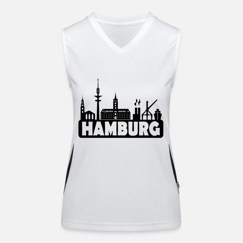 Skyline Hamburg - Hamburger Skyline Funktionelles Kontrast-Tank Top für Frauen