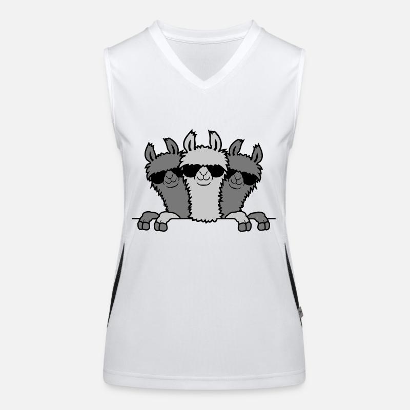Lamas Freunde hinter Mauer Funktionelles Kontrast-Tank Top für Frauen