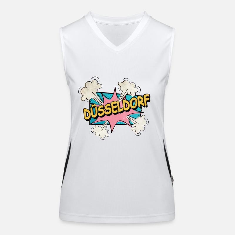 Dusseldorf Germany City Font Pop Art Comic Women's Functional Contrast Tank Top