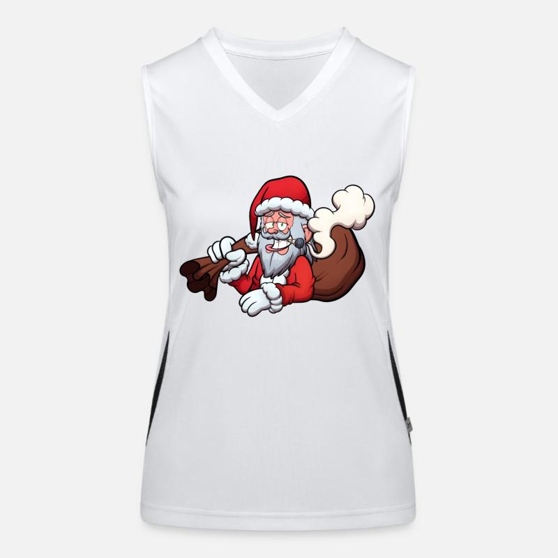 Weihnachtsmann raucht einen Joint Funktionelles Kontrast-Tank Top für Frauen