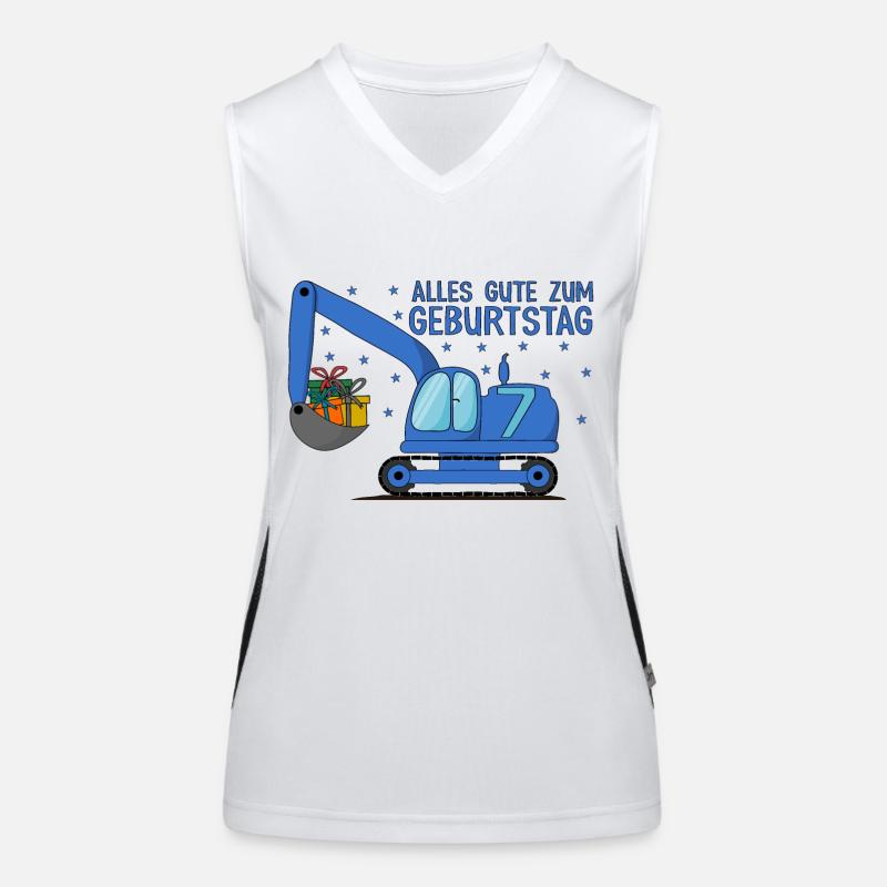 Bagger Kinder 7. Geburtstag Alles Gute Blau Funktionelles Kontrast-Tank Top für Frauen