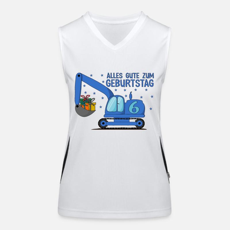 Bagger Kinder 6. Geburtstag Alles Gute Blau Funktionelles Kontrast-Tank Top für Frauen