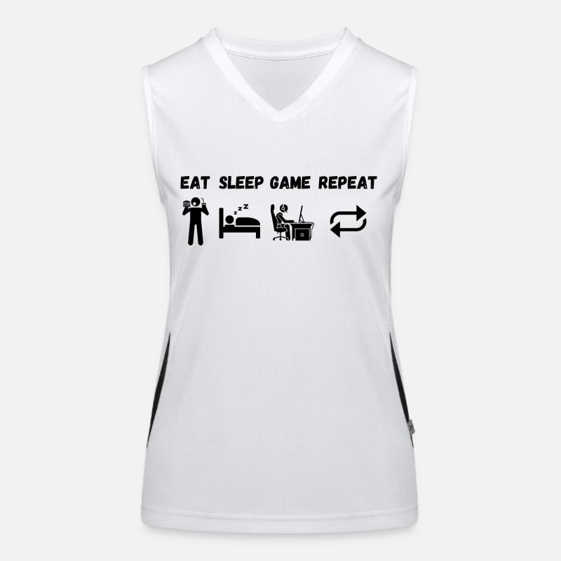 Eat sleep game Repeat Débardeur respirant contrasté Femme
