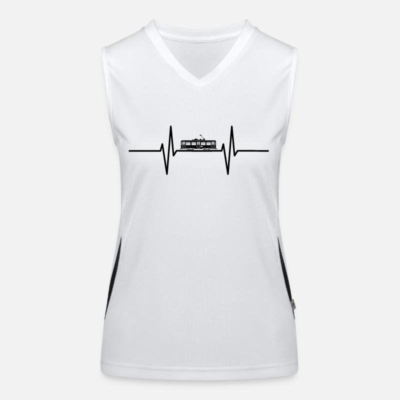 Herzschlag mit historischer Straßenbahn / S-Bahn Funktionelles Kontrast-Tank Top für Frauen
