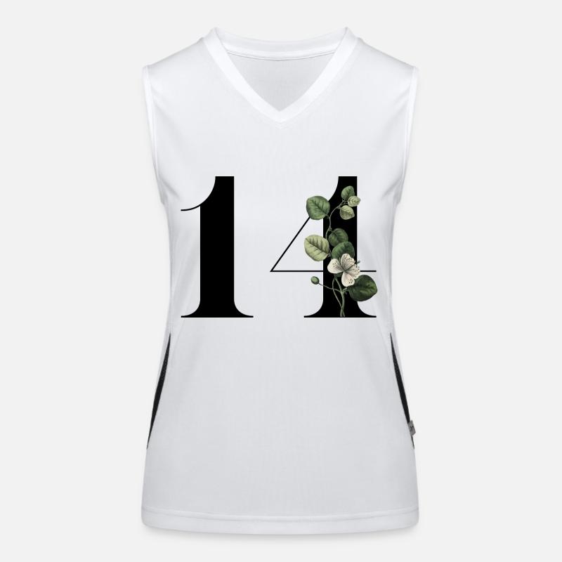 Nummer 14 Blumengrün -14. Geburtstag Blumen Funktionelles Kontrast-Tank Top für Frauen