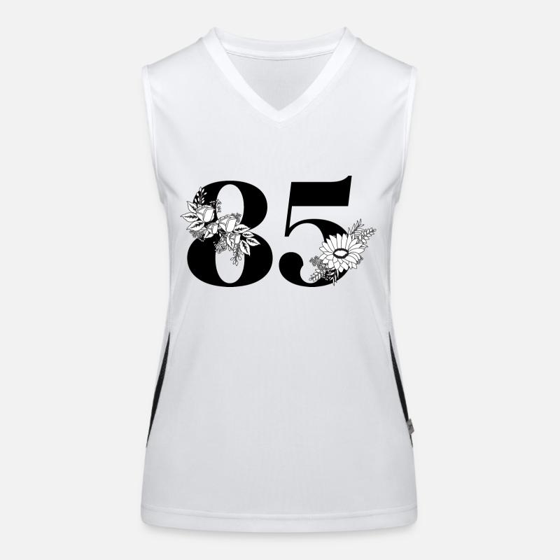 Nummer 85 Schwarze Blumen - 85. Blumengeburtstag Funktionelles Kontrast-Tank Top für Frauen