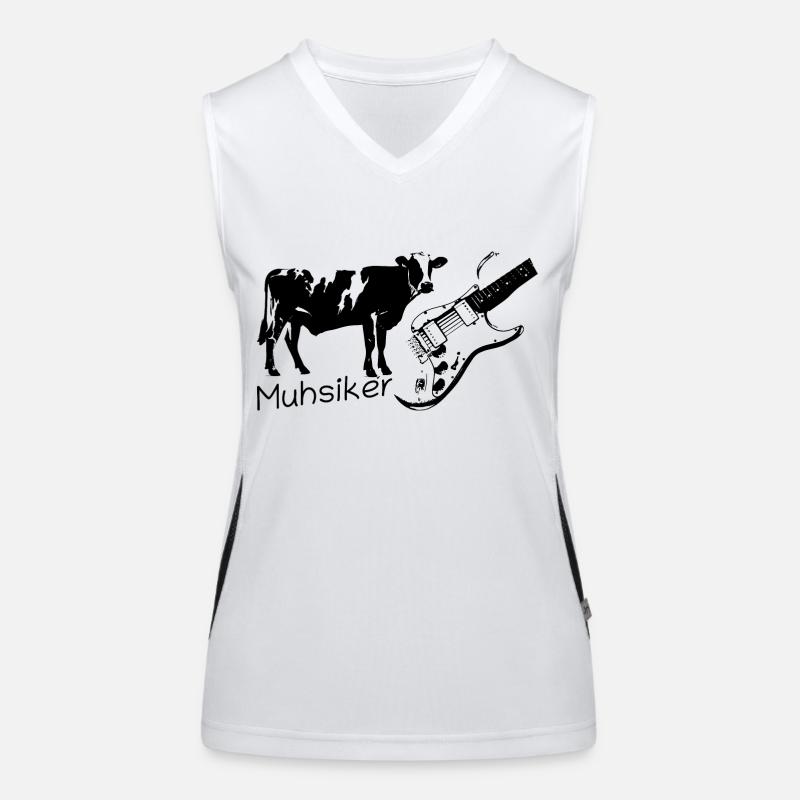 Muhsiker - Kuh mit Gitarre - dunkel Funktionelles Kontrast-Tank Top für Frauen