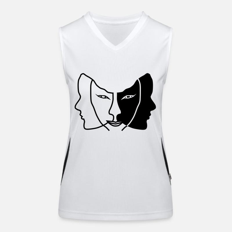 light dark face mask gemini Women's Functional Contrast Tank Top