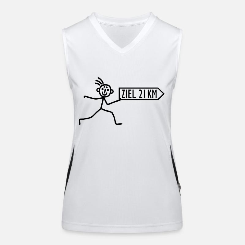Strichmännchen läuft Halbmarathon Funktionelles Kontrast-Tank Top für Frauen