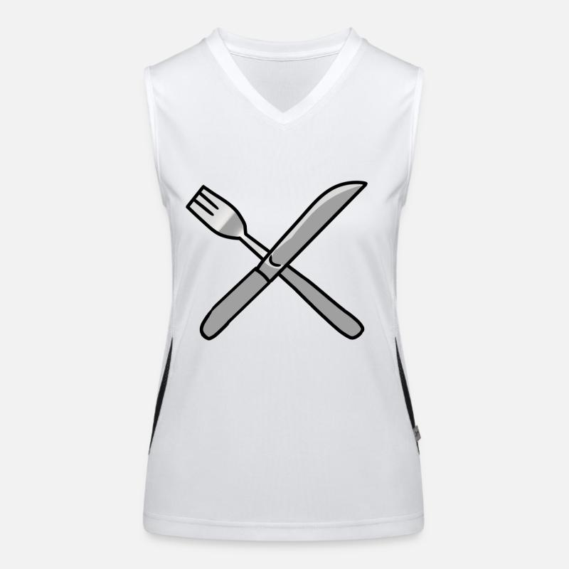 Cutlery knife fork kitchen Women's Functional Contrast Tank Top