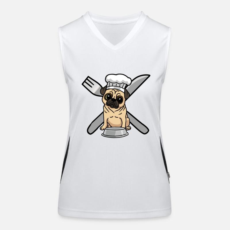 Mops Leben Hund Hunde hungrig kochen Funktionelles Kontrast-Tank Top für Frauen