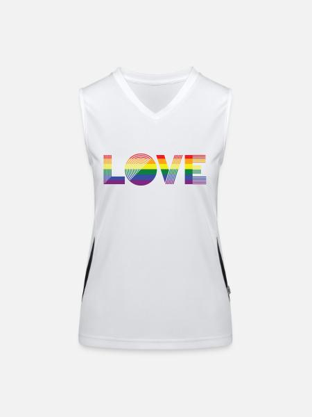 LOVE Pride flag - Women's Functional Contrast Tank Top - white/black - Front