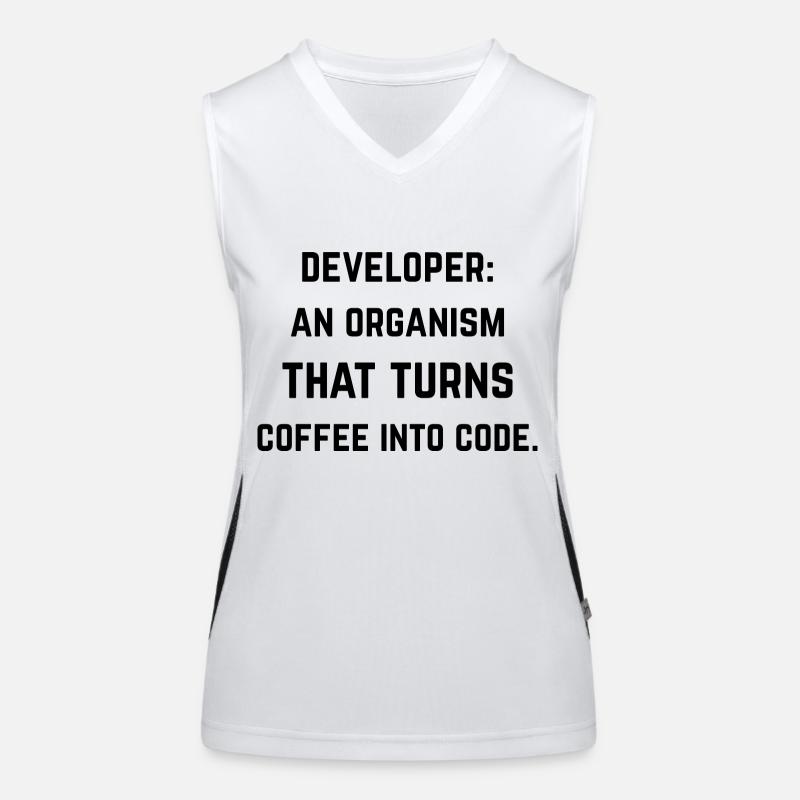 Developer: organization turning coffee into code Women's Functional Contrast Tank Top