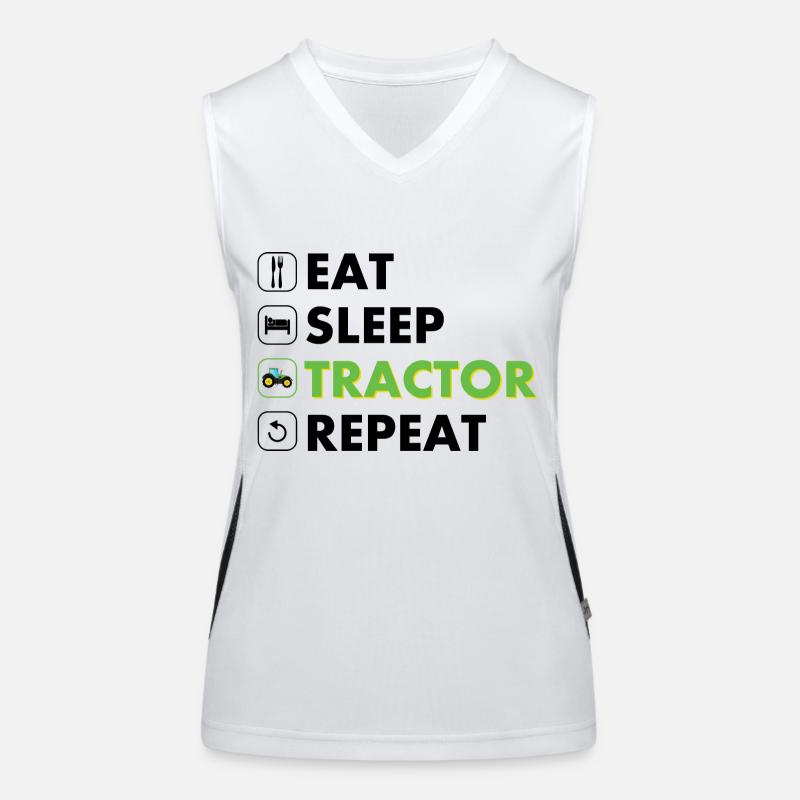 Traktor eat sleep repeat schwarz Funktionelles Kontrast-Tank Top für Frauen
