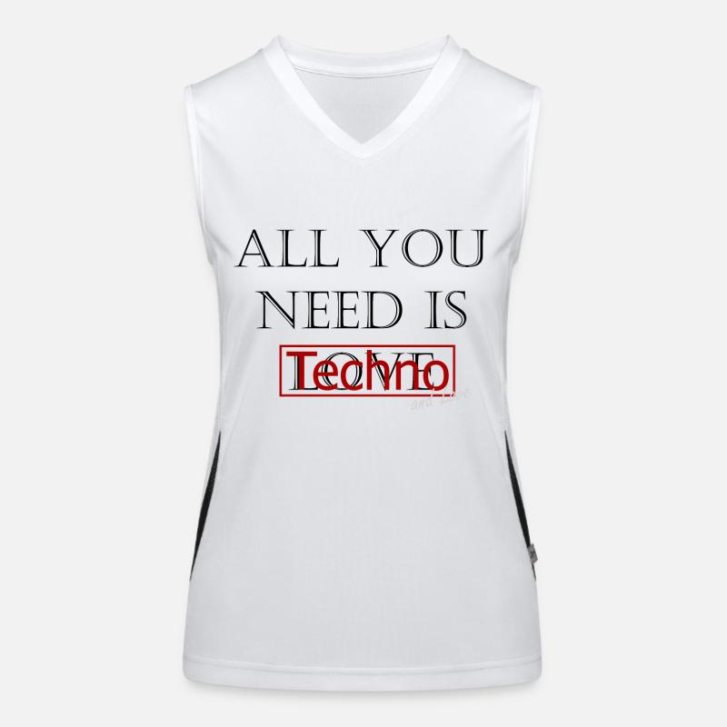 Tout ce dont vous avez besoin, c’est de techno et d’amour Débardeur respirant contrasté Femme